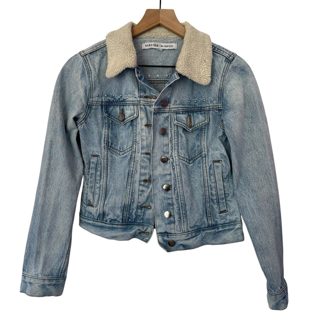 Rebecca Minkoff Clark Denim Jacket With Studs Sz XS - Picture 2 of 7